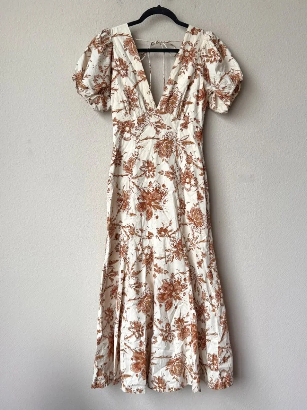 Abercrombie & Fitch Floral Puff Sleeve Poplin Midi Dress Size XS - Picture 2 of 5